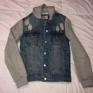 Women’s Hooded Distressed Denim Jacket
